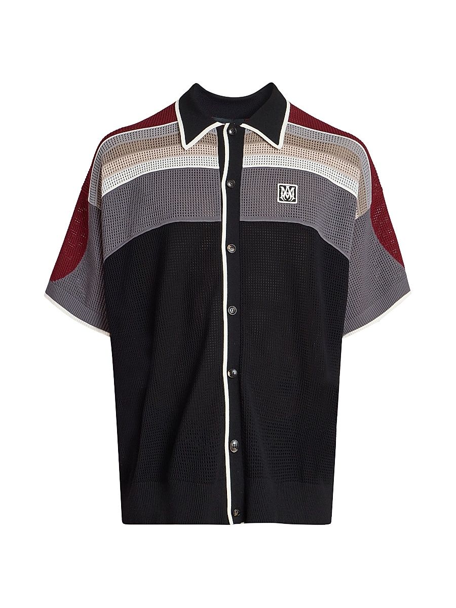 Men's MA Waffle-Knit Sport Shirt - Black - Size Small