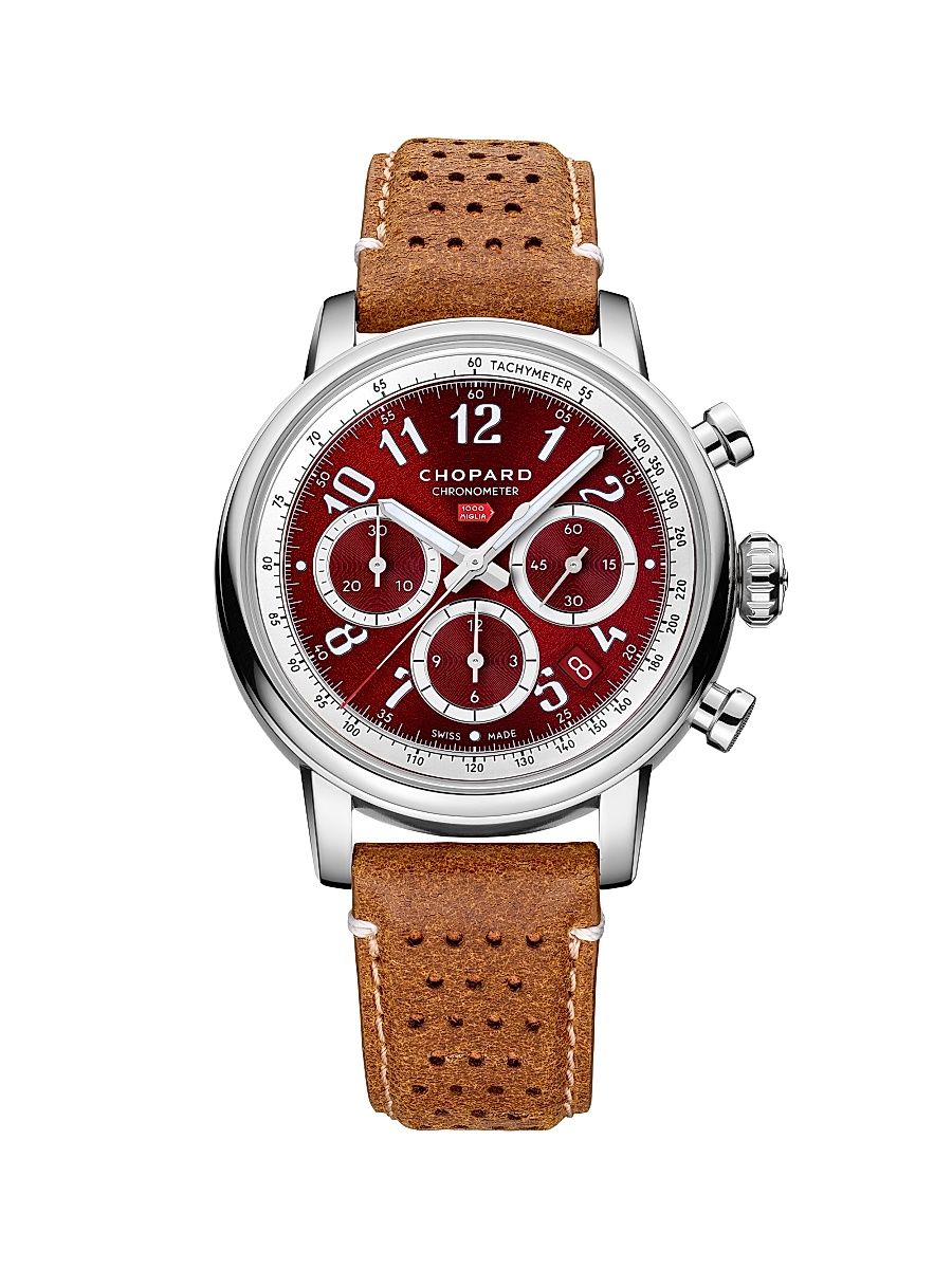Men's Classic Racing Stainless Steel & Leather Watch - Brown