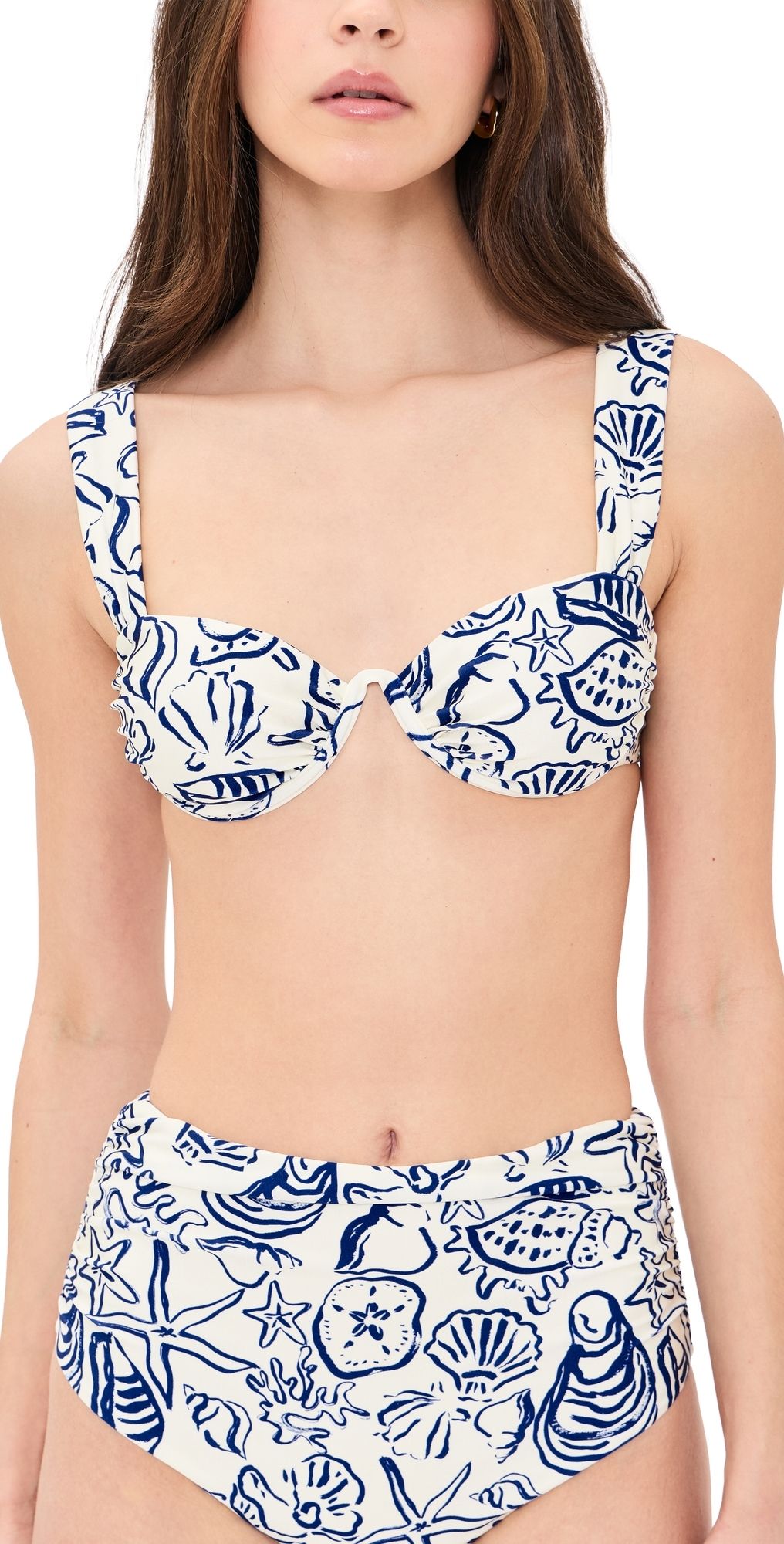 SIMKHAI Anniston Ruched Cup Bikini Top Blueberry Multi S
