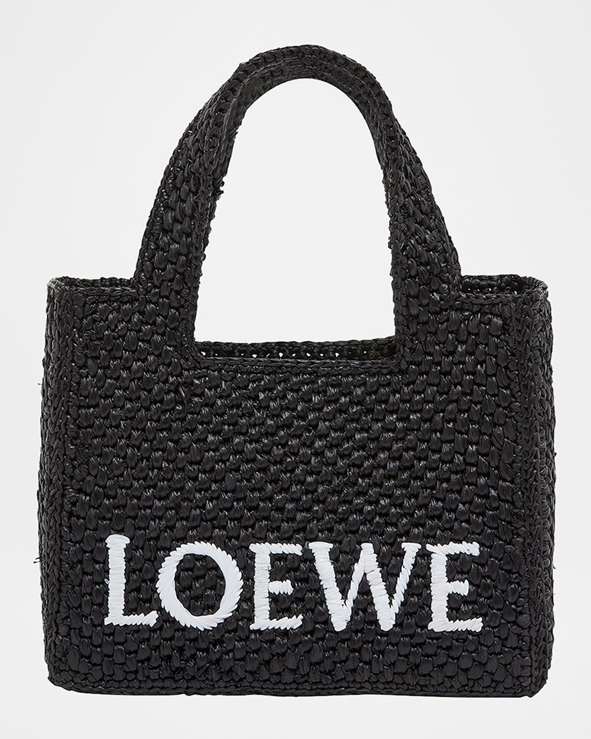 x Paula's Ibiza Font Logo Mini Tote Bag in Raffia
