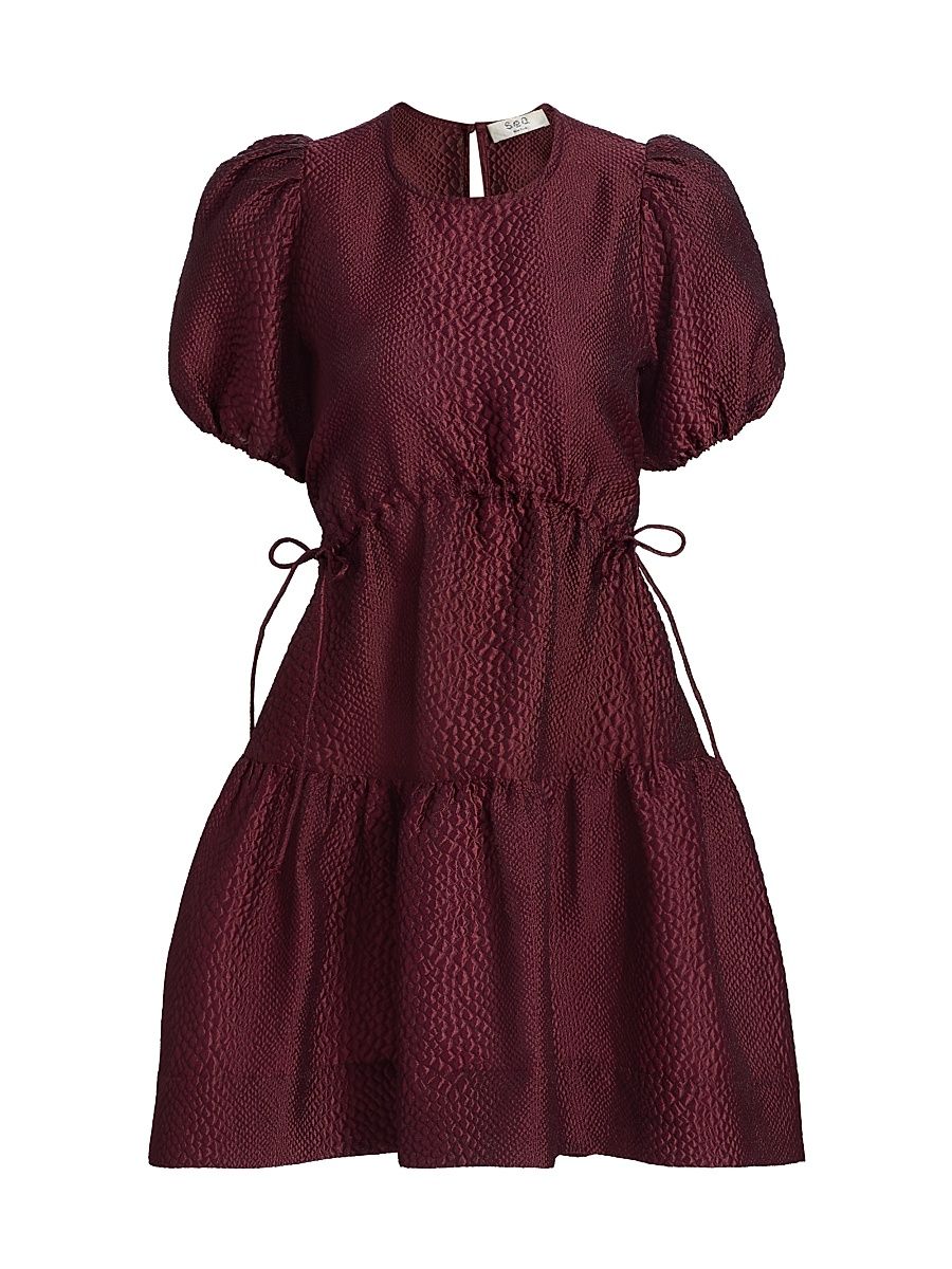 Women's Fayetta Embossed Minidress - Burgundy - Size Medium