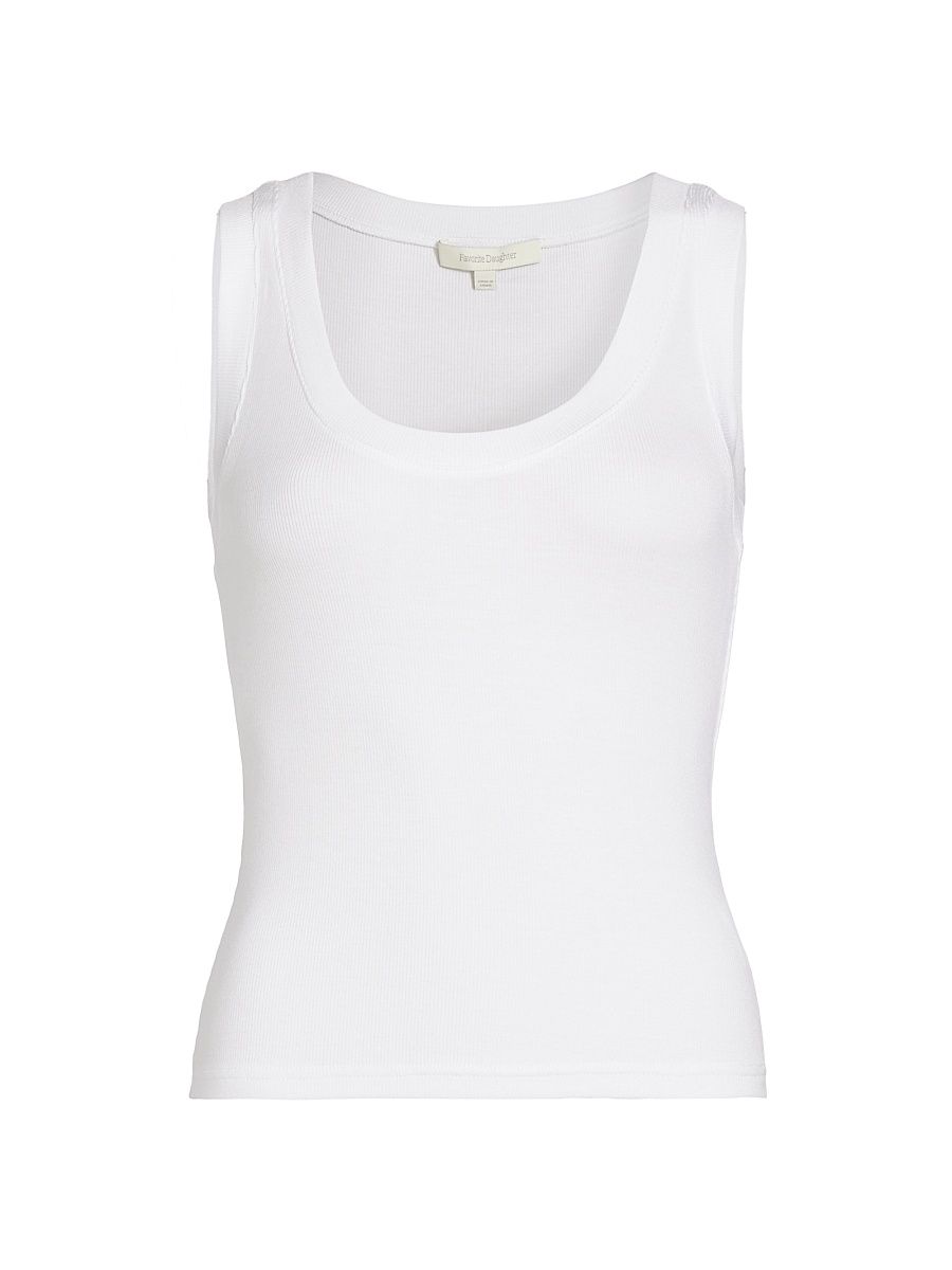 Women's Scoopneck Rib-Knit Tank - White - Size XL