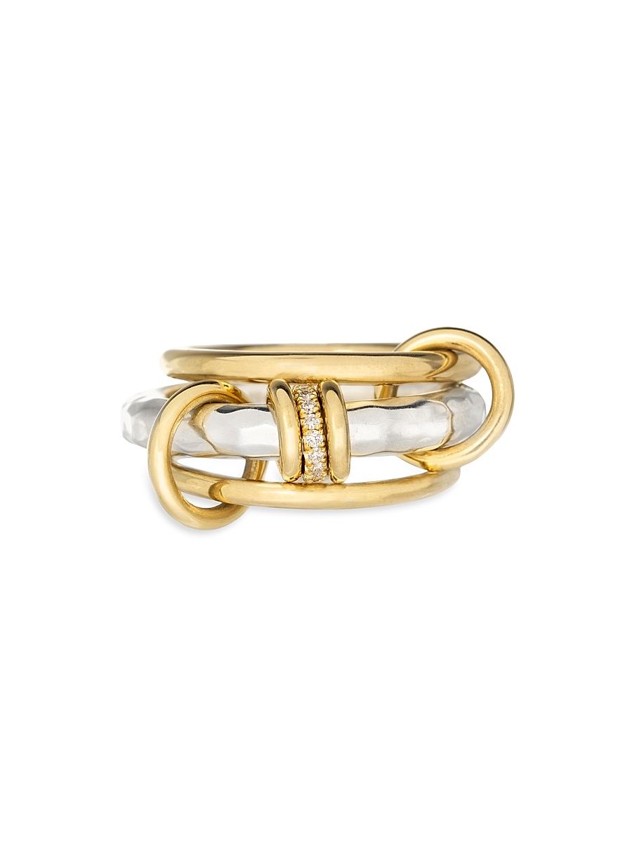 Women's Gemini Vulcan 18K Yellow Gold, Sterling Silver & 0.09 Diamond Three-Band Ring - Gold - Size 7