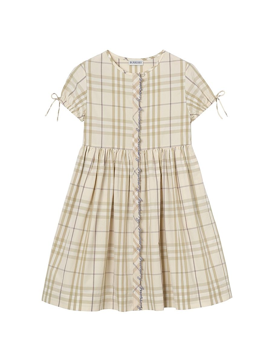 Baby Girl's, Little Girl's & Girl's Embroidered Check Dress - Sesame Beige - Size 10