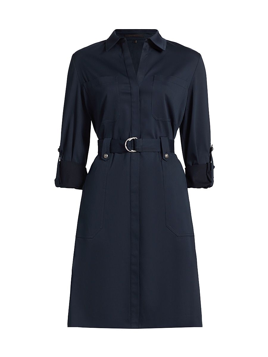 Women's Caryss Belted Cotton-Twill Shirtdress - Indigo - Size XS