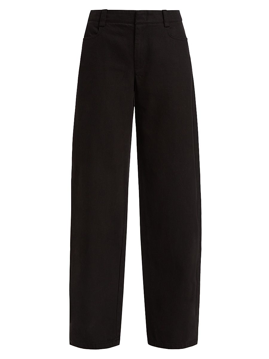 Women's Washed Twill Wide-Leg Pants - Black - Size 8