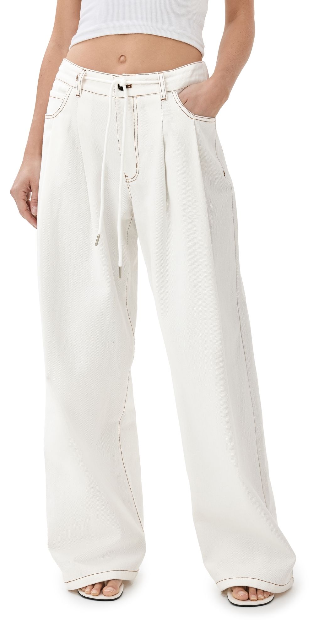 Lioness Slouched Tie Up Jeans Porcelain XS