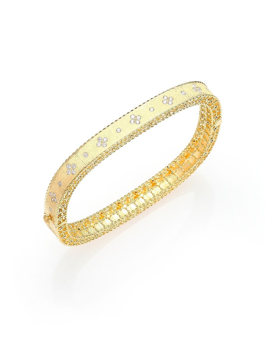 Princess18K Yellow Gold & Diamond Bangle Bracelet - Gold - Size 7