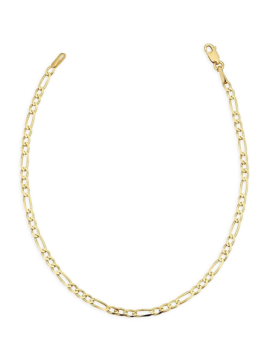 Women's 14K Yellow Solid Gold Florentine Figaro Petite Anklet - Yellow Gold