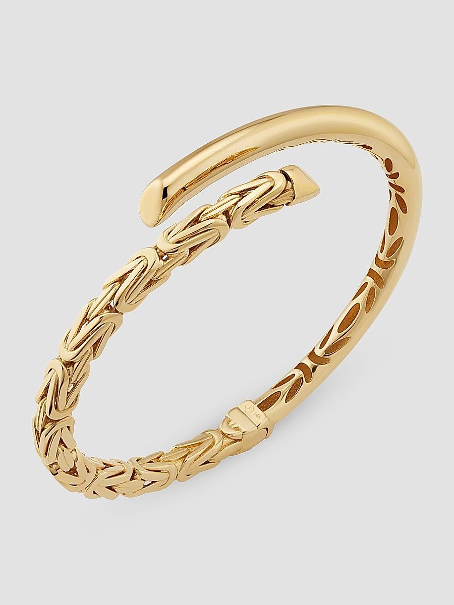 Women's 14K Yellow Gold Byzantine Bypass Bangle - Gold - Size 7.5