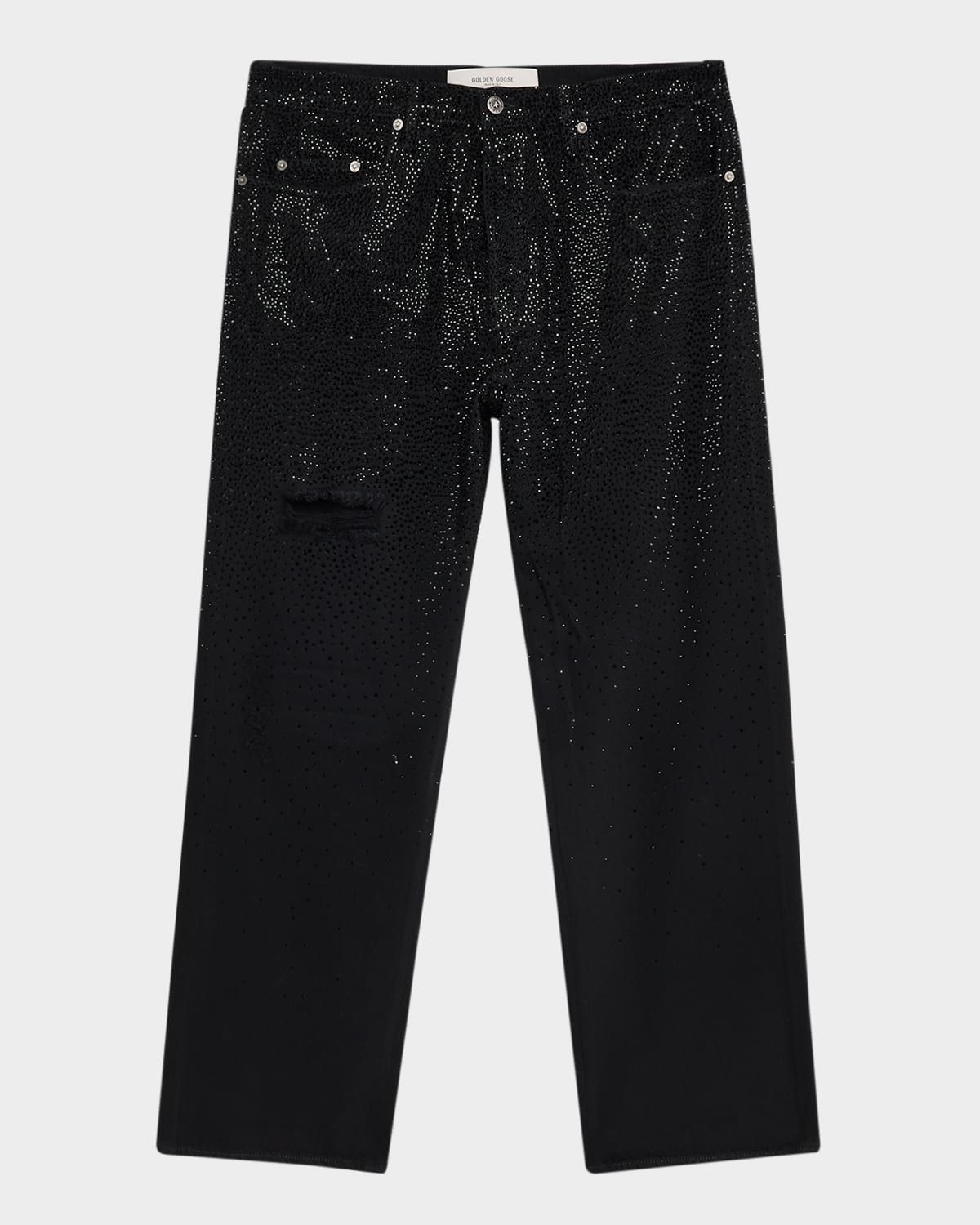 Men & apos;s Allover-Crystal Loose Skate Jeans