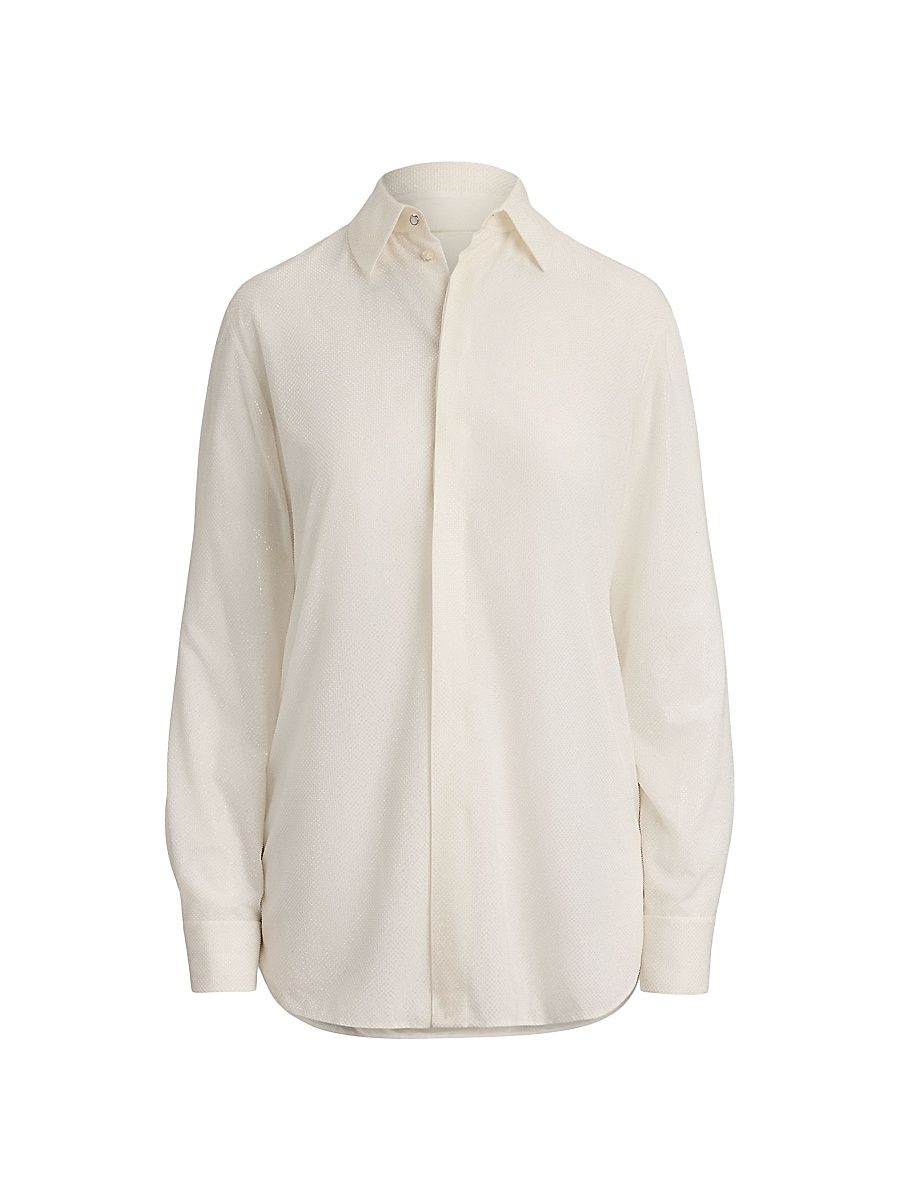 Women's Adrien Silk Relaxed-Fit Shirt - Cream - Size 12