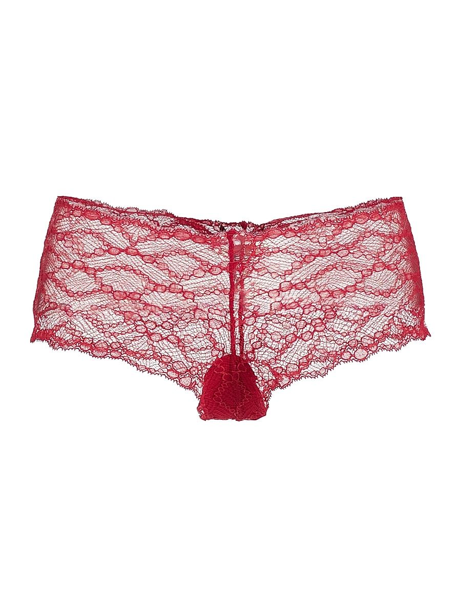 Women's Mon Cheri Scalloped Boyshort - Red - Size Large