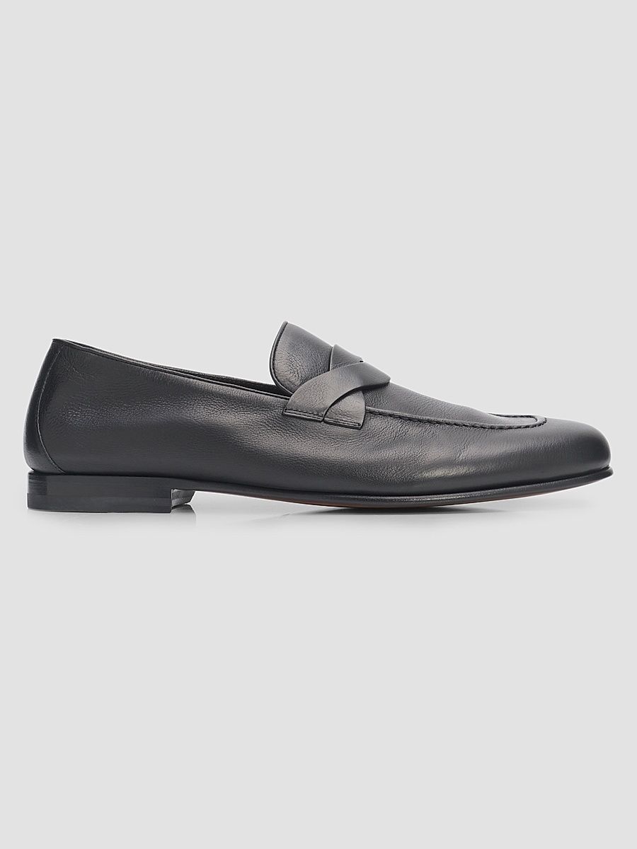 Men's Gigi Twisted Band Leather Loafer - Black - Size 12