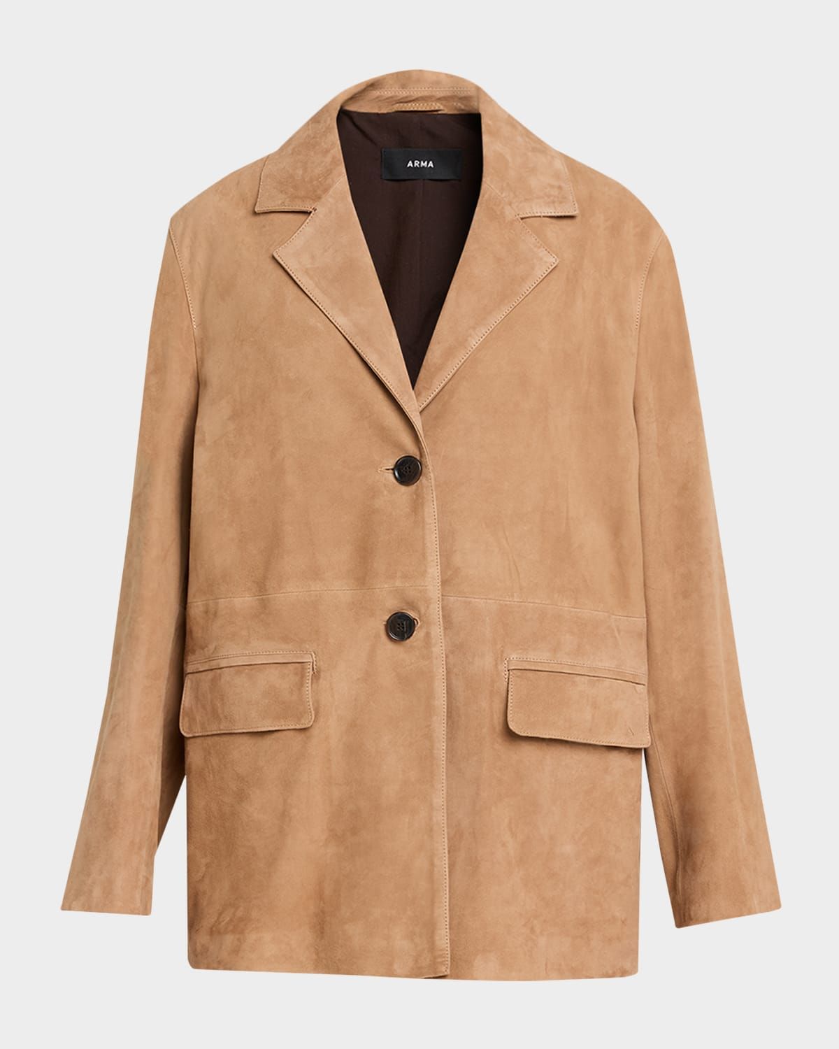 Jolie Single-Breasted Goatskin Suede Blazer