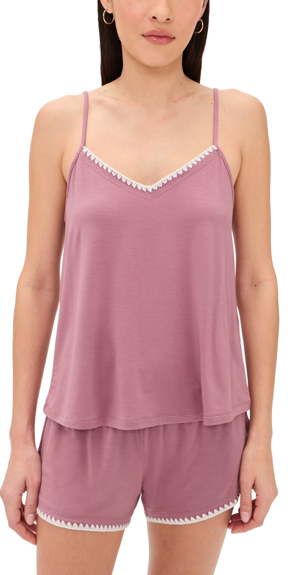 Eberjey Frida The Whip Stitch Cami and Shorts Set FIG/IVORY M