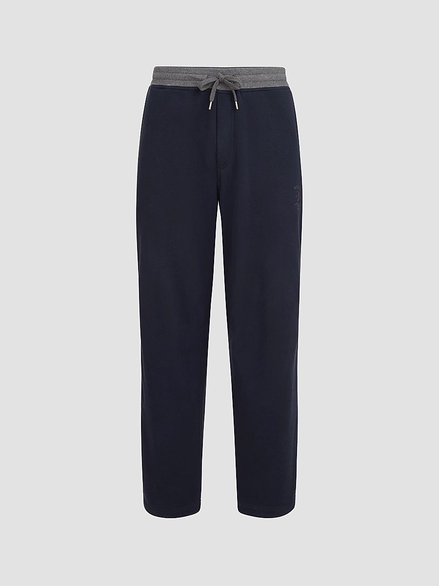 Brunello Cucinelli Men's Cotton French Terry Trousers with Embroidery - Cobalt - Size XXXXL