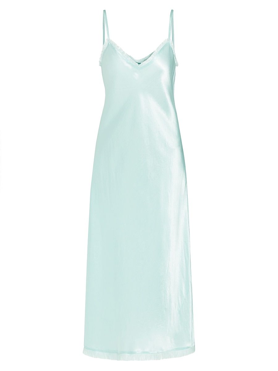 Women's Satin Frayed-Edge Cami Midi-Dress - Sea Star - Size XS