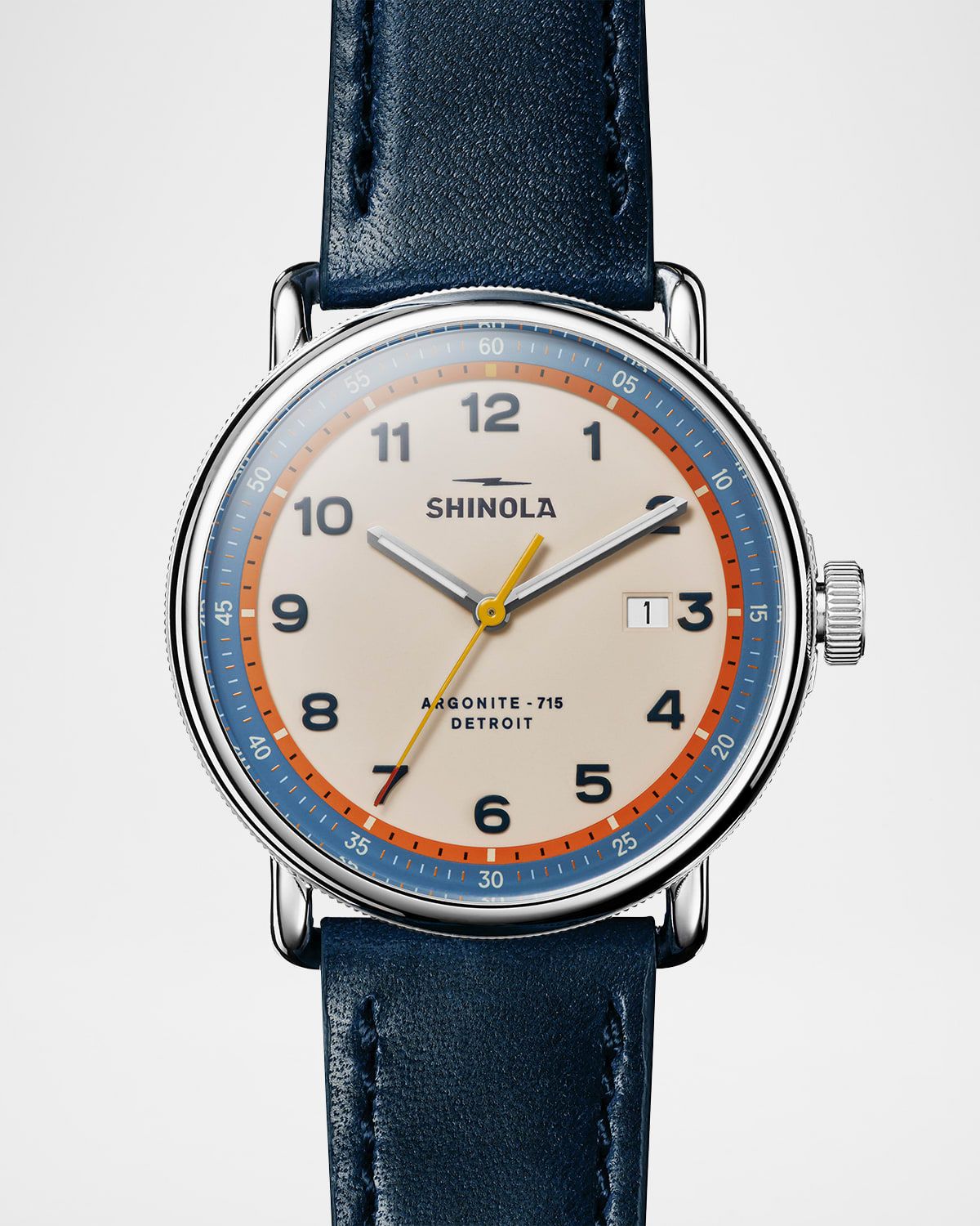 Canfield Model C56 Leather-Strap Watch, 43mm