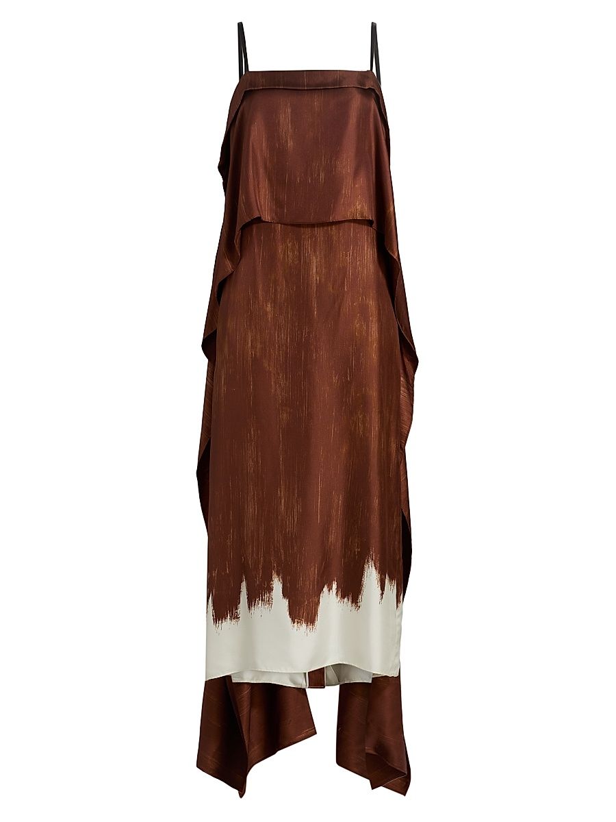 Women's Wilma Printed Silk Twill Midi-Dress - Sienna Multi - Size 12