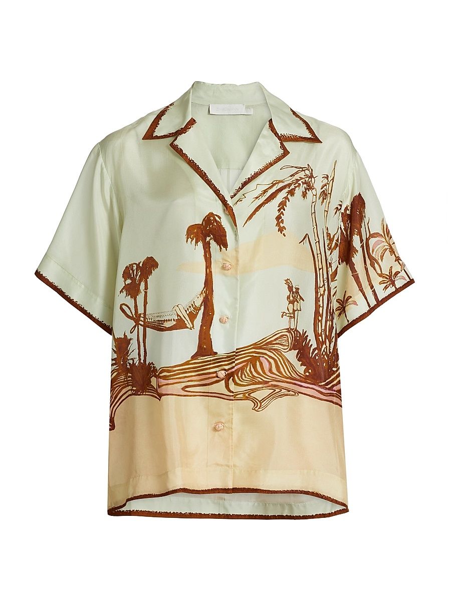 Women's Coco Silk Short-Sleeve Shirt - Tropicana - Size 6