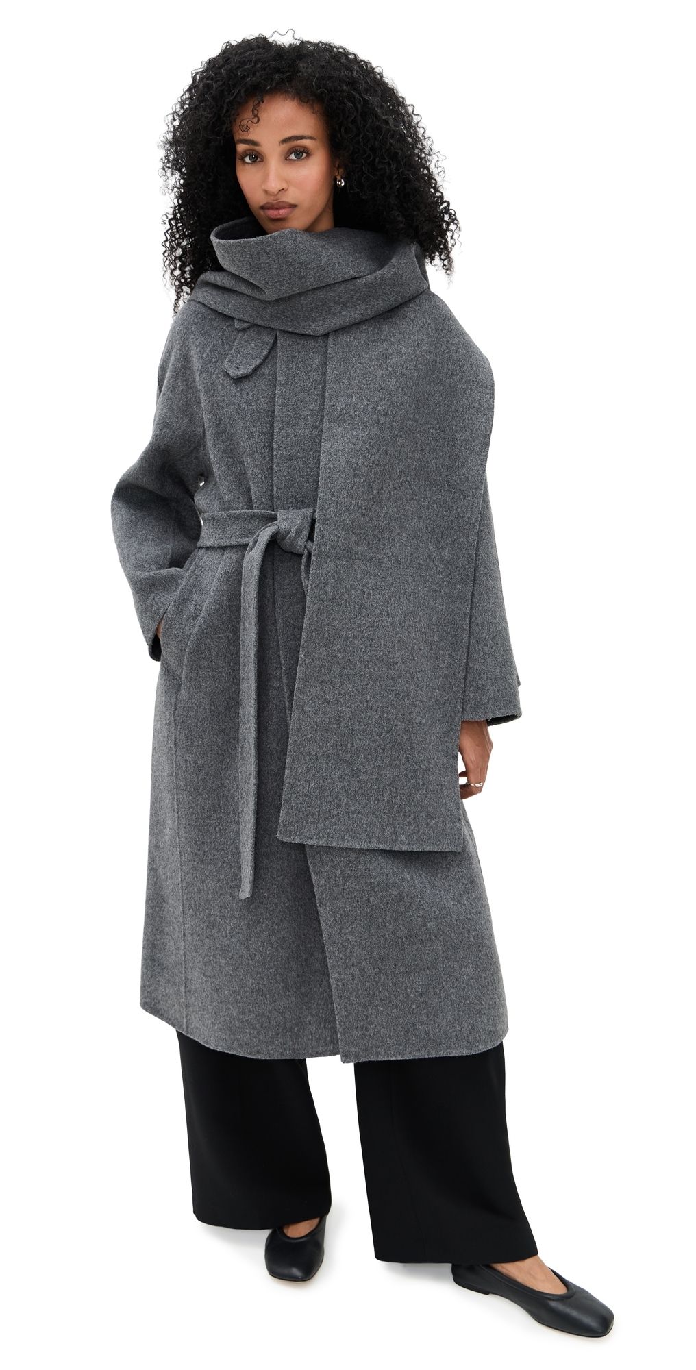 DUNST Muffler Mac Coat Melange Grey L