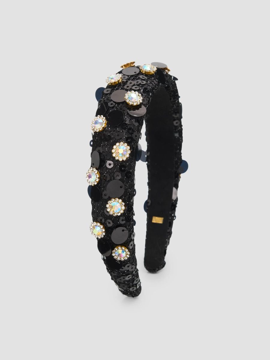 Bari Lynn Girl's Girl's Jewel Headband - Black
