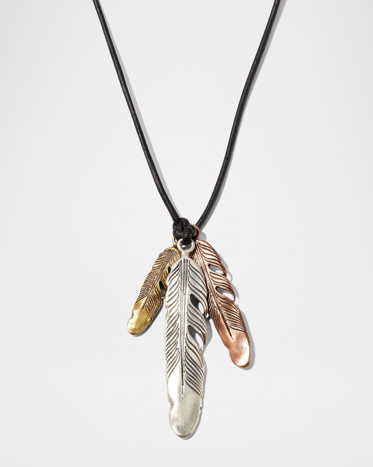 Men & apos;s Raven Tri-Color Feathers Pendant Necklace