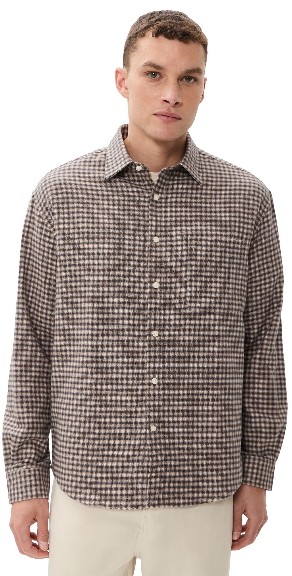 NN07 Deon Check Button Down Shirt Sand Check XXL