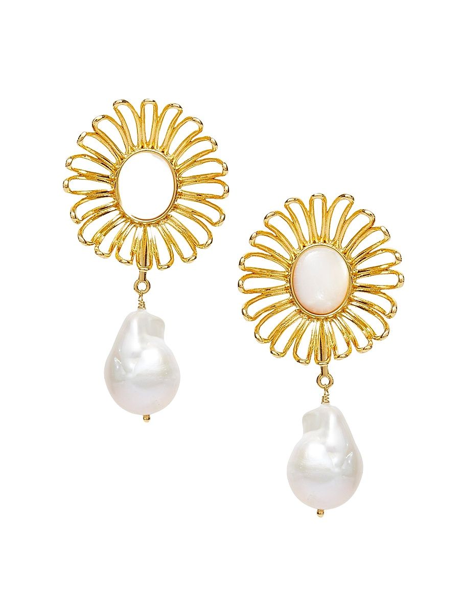 Women's The Met X Lele Sadoughi Renoir Daisy 14K Gold-Plated & Faux Pearl Drop Earrings - Gold