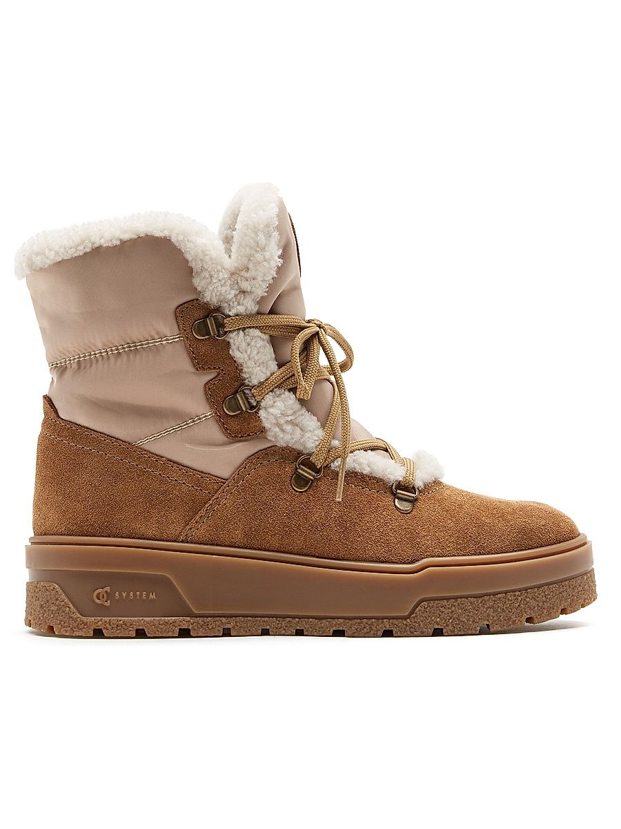 Women's Erika Shearling-Suede Boots - Toffee Suede - Size 10
