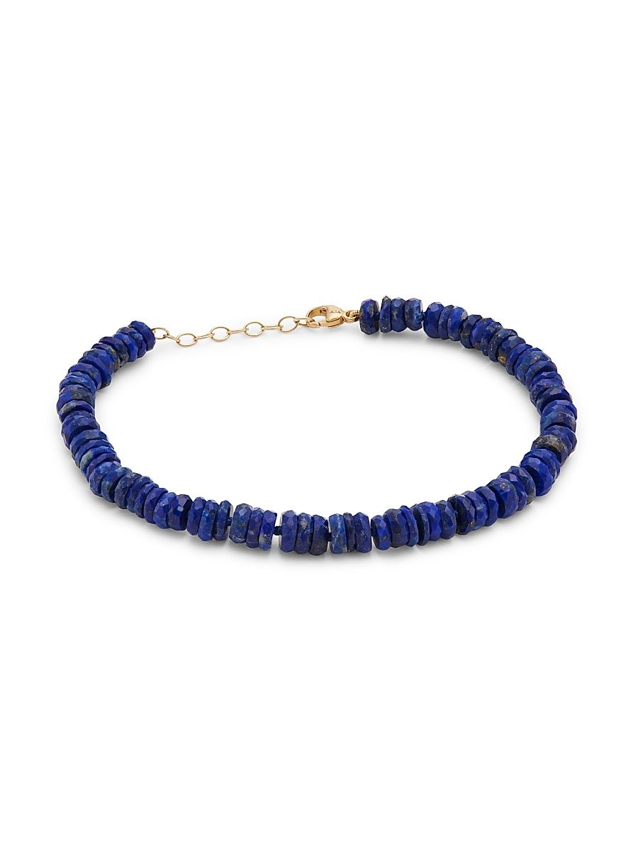 Women's Atlas 14K Yellow Gold & Lapis Lazuli Beaded Bracelet - Blue