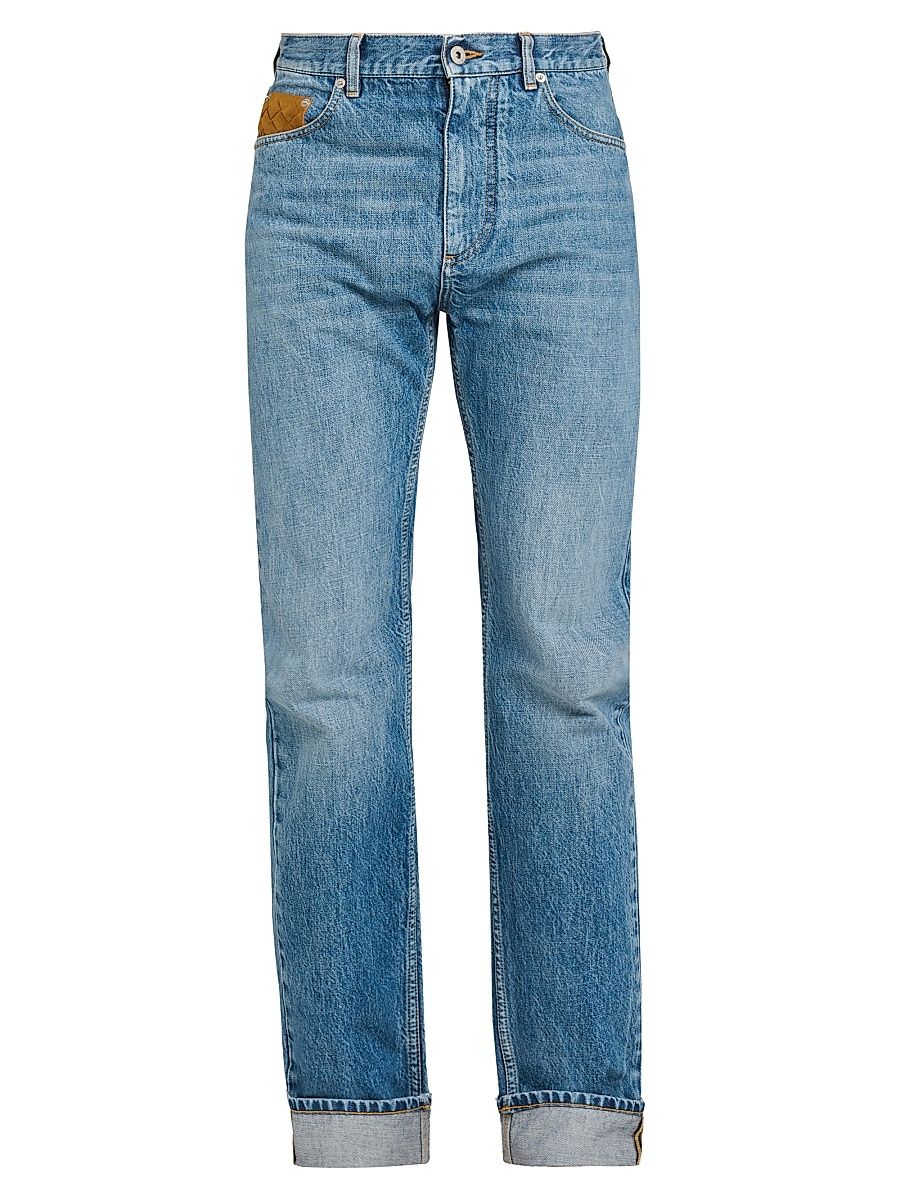 Men's Vintage Indigo-Washed Suede-Pocket Jeans - Medium Blue - Size 40