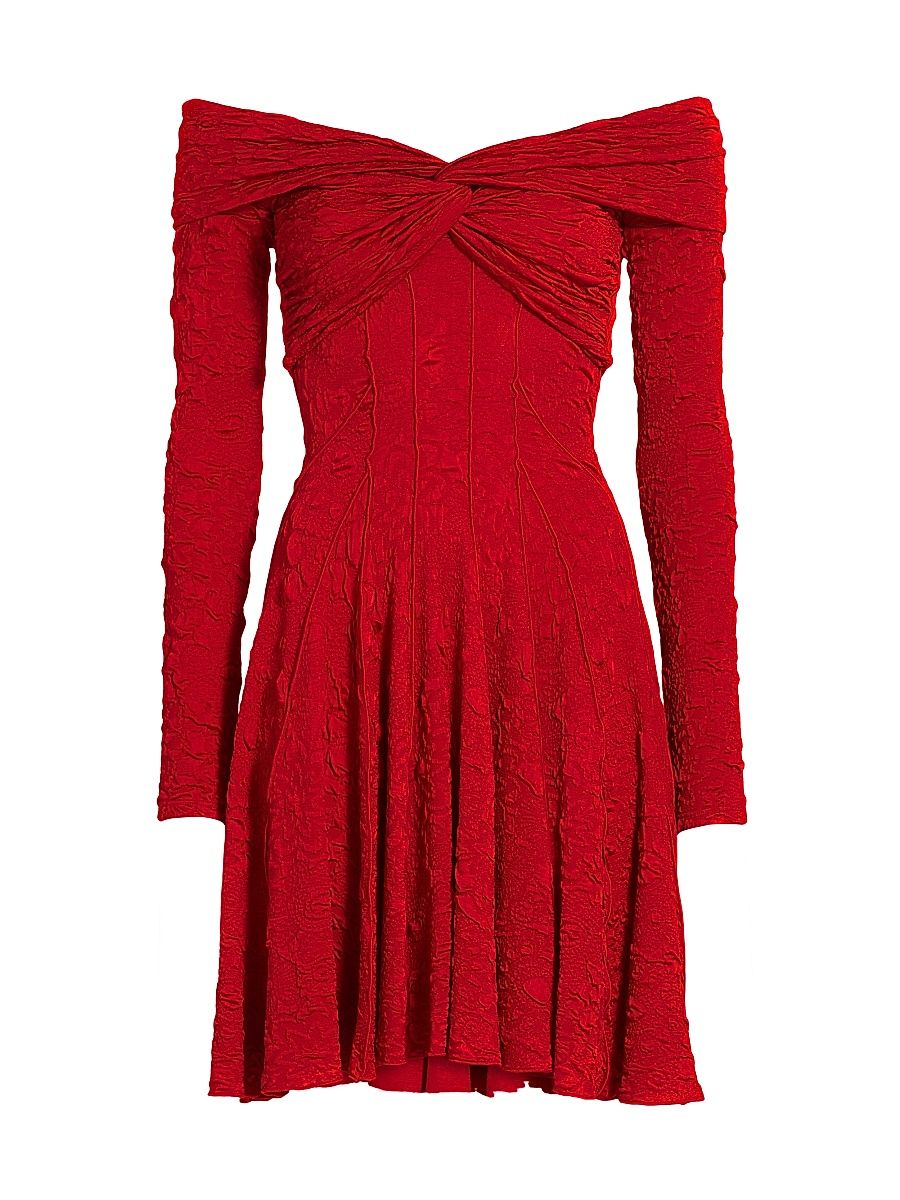 Women's Textured Off-the-Shoulder Minidress - Cardinal Red - Size XS