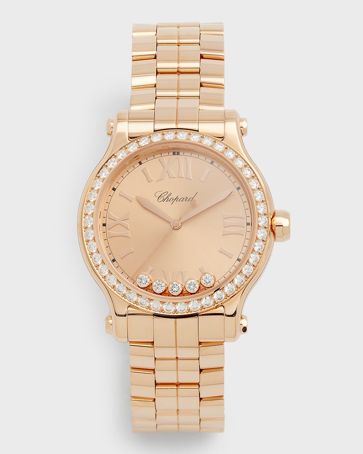 Happy Sport 33mm 18K Rose Gold Diamond Watch