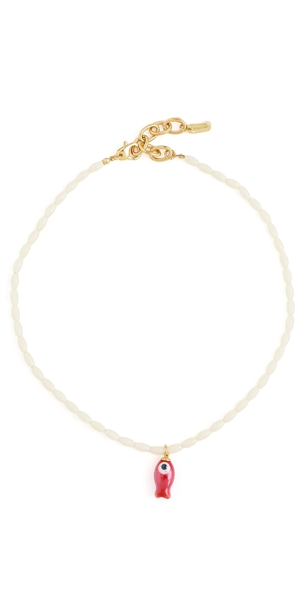 Logan Tay White Beaded Fish Necklace White One Size