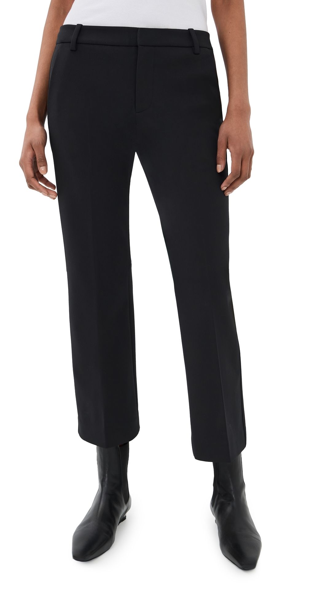 Tibi Compact Tech Knit Cropped Bootcut Pants Black 0
