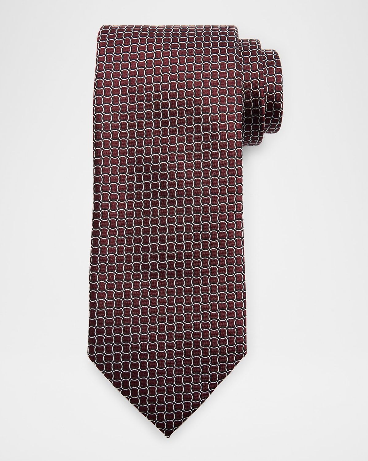 Men & apos;s Geometric Net Jacquard Silk Tie