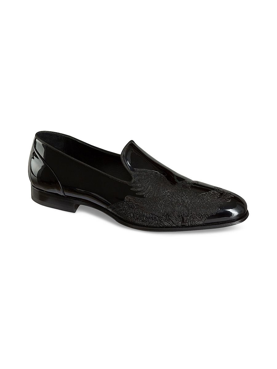 Men's Patent Calfskin Dress Shoes - Black - Size 6