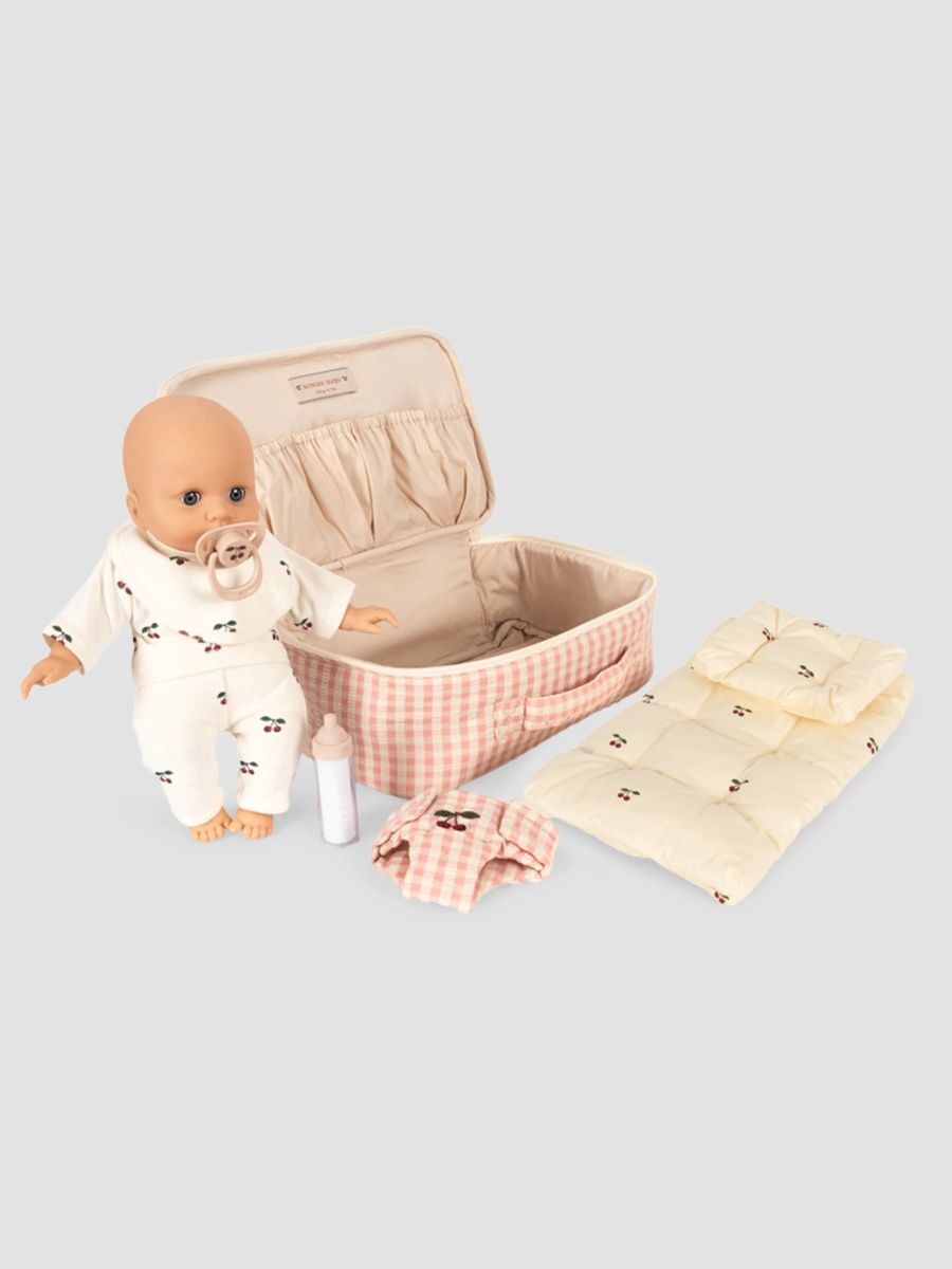 Konges Slojd Unisex Kid's Baby Doll Nursery Suitcase - Pink Check