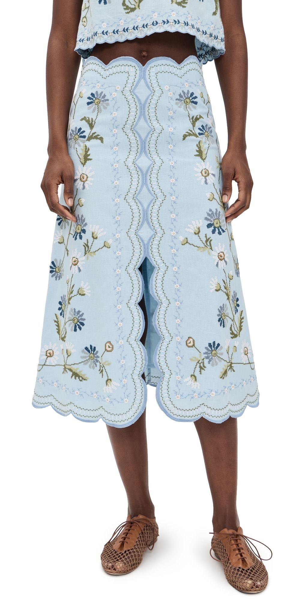 Sea Audra Embroidered Skirt Blue 8