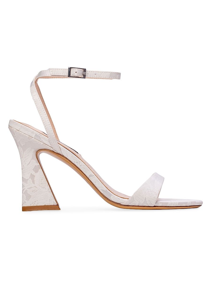 Women's Muse Floral Silk Sandals - White Flower Silk - Size 5