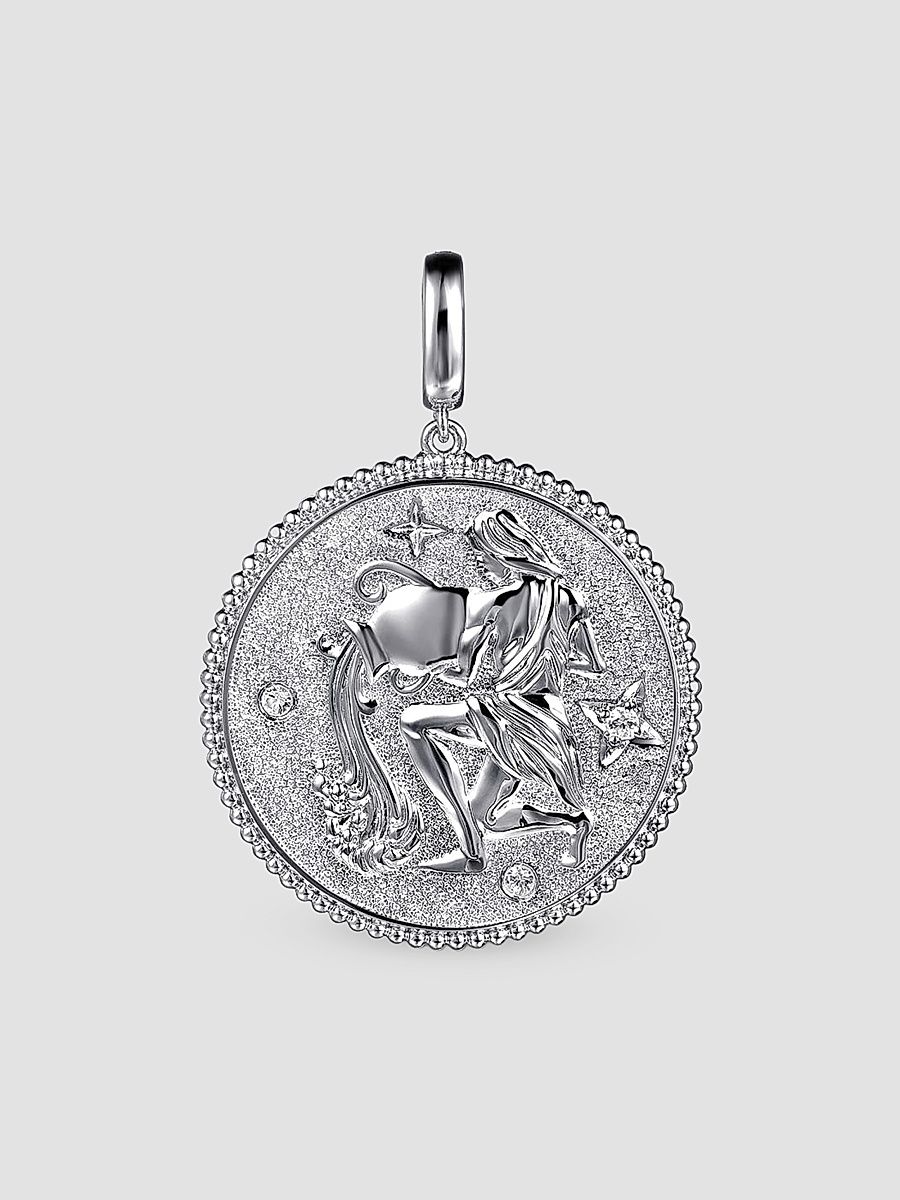 Gabriel & Co Women's Bujukan Sterling Silver & White Sapphire Taurus Medallion Pendant - Sterling Silver