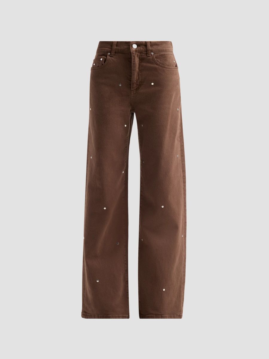 Le Jean Women's Studded Straight-Leg Jeans - Chocolate Brown - Size 30