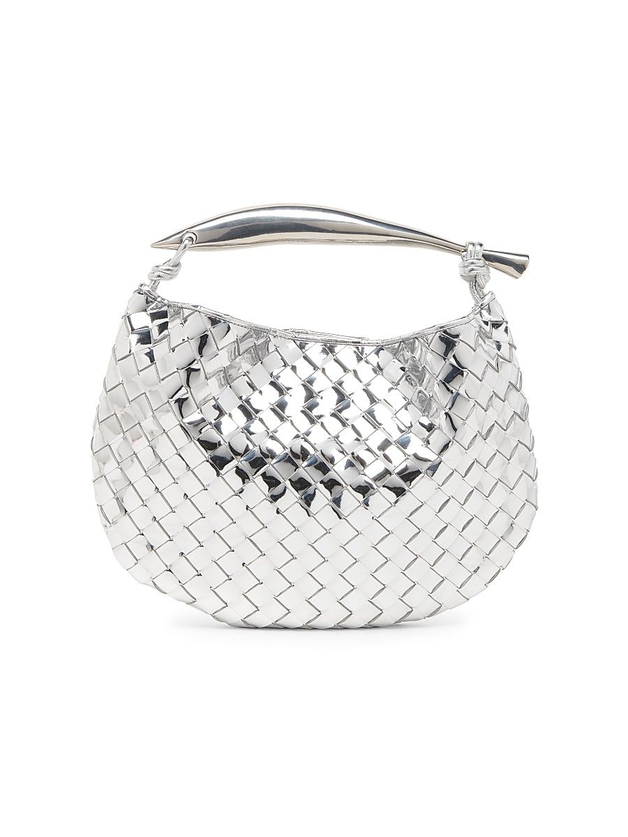Women's Sardine Intrecciato Metallic Leather Top-Handle Bag - Vintage Silver