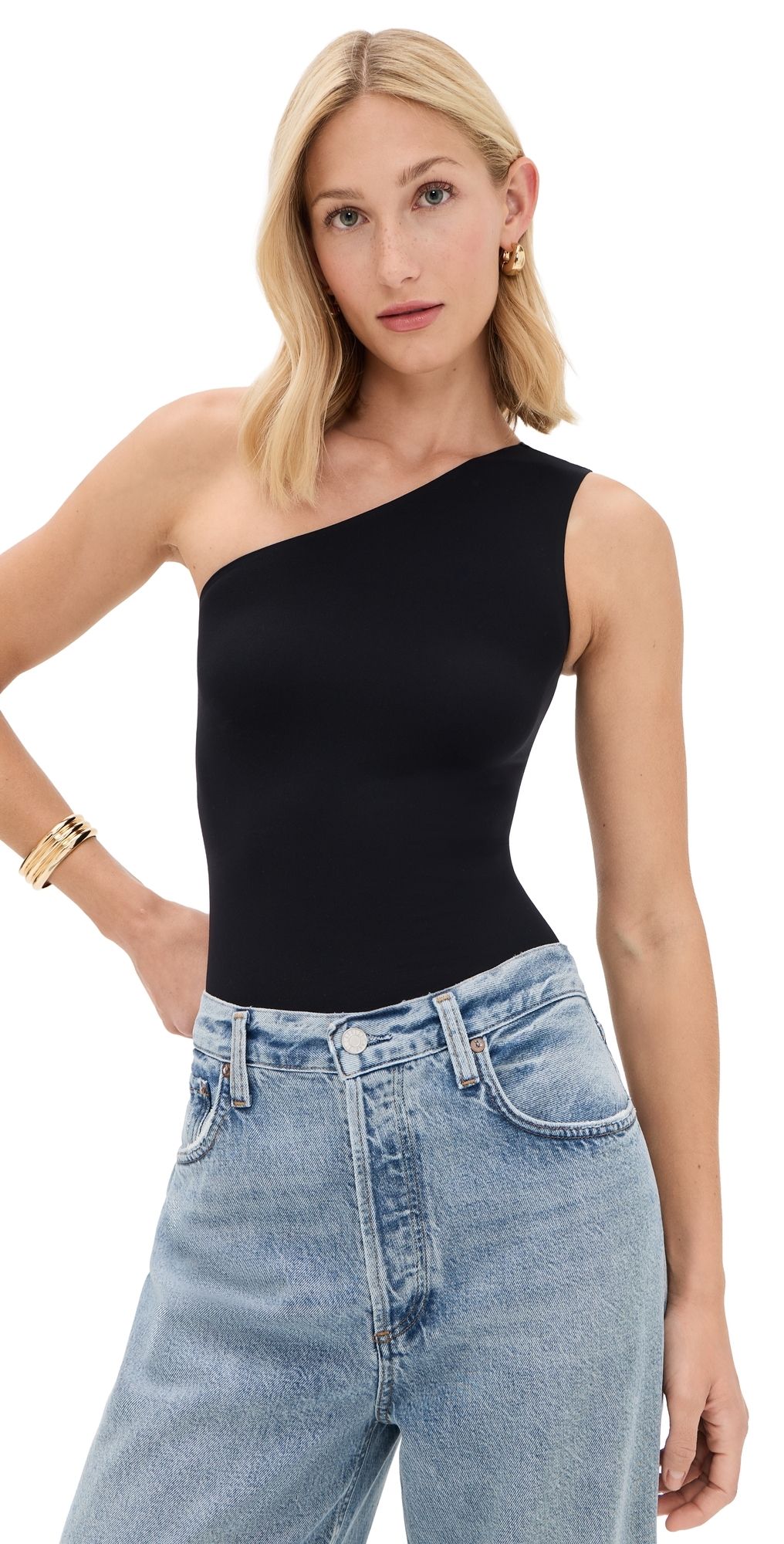 Commando Ballet One Shoulder Thong Bodysuit Black One Size