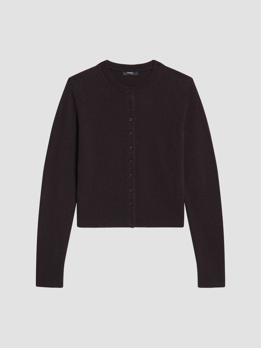 Theory Women's Cashmere Crop Cardigan - Cacao - Size XS