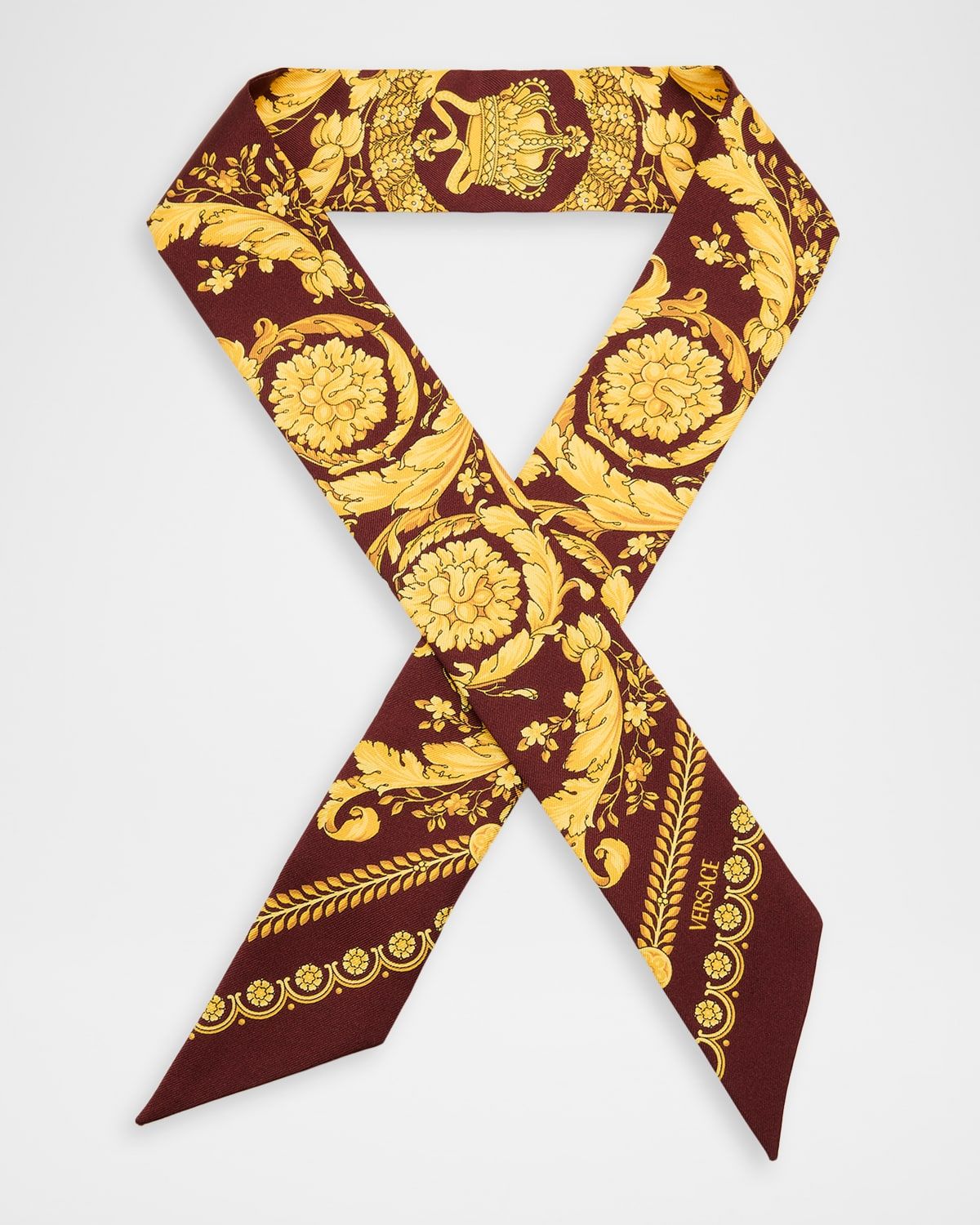 Barocco Silk Twill Skinny Scarf