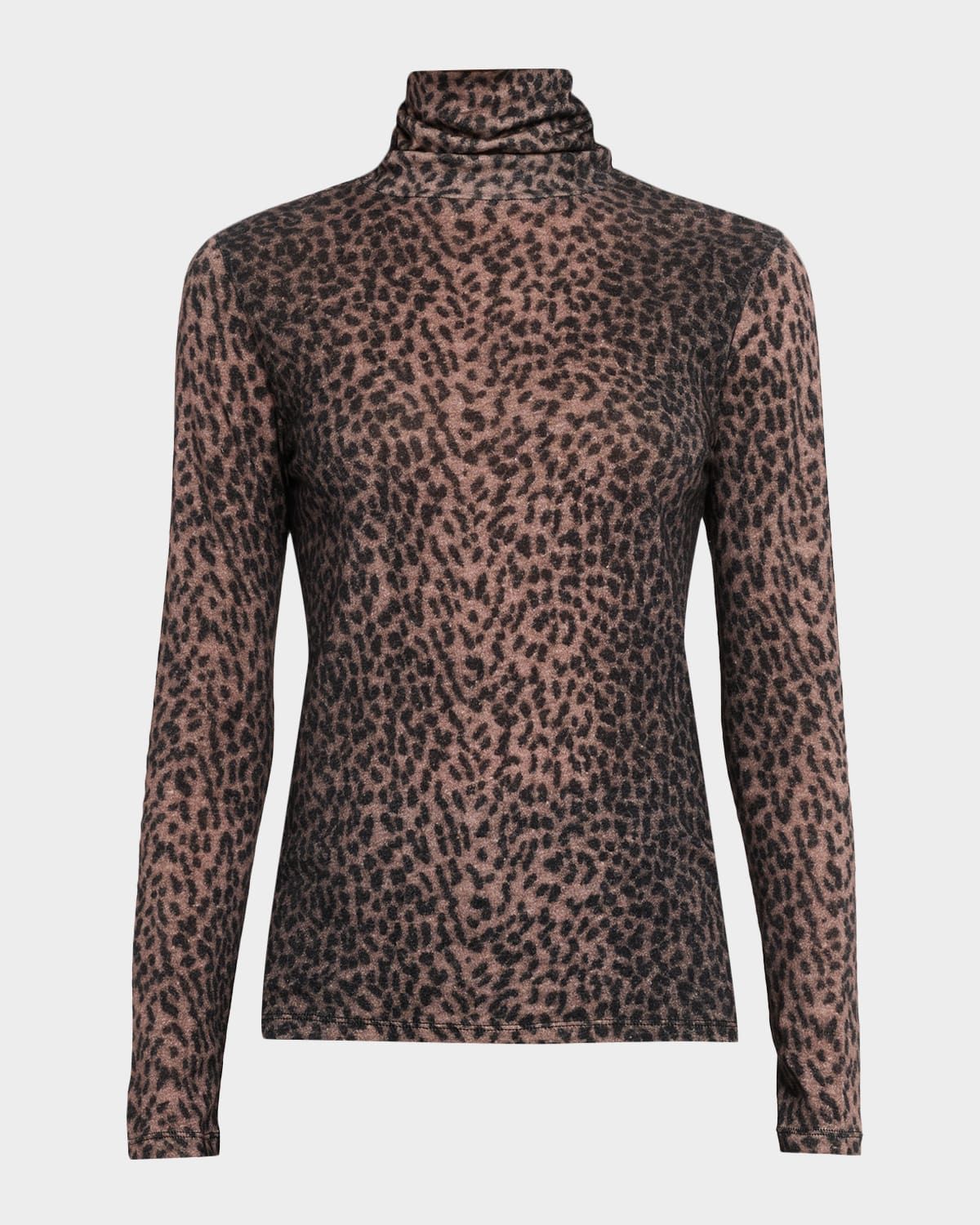 Leopard-Print Turtleneck Pullover