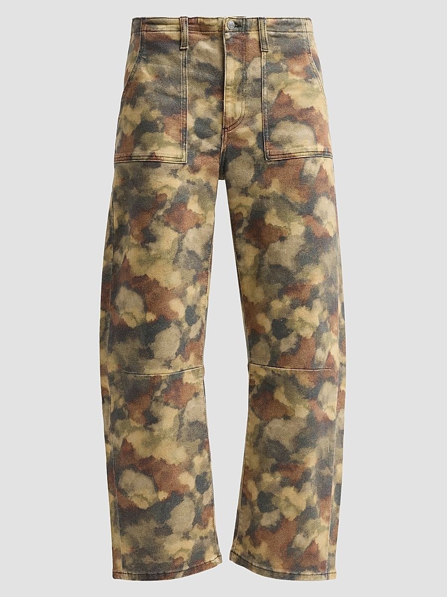 Women's Camouflage Barrel-Leg Utility Jeans - Watercolor Camo - Size 32